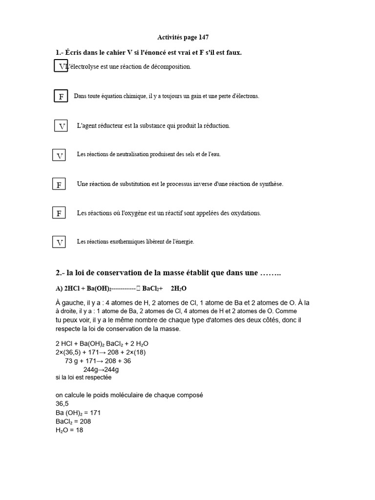 Concepts clés des réactions chimiques | PDF | Combustible | La combustion