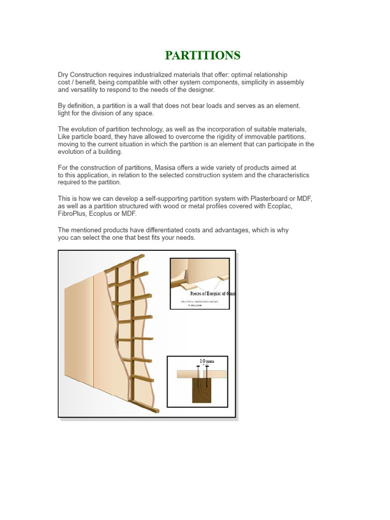 PARTITIONS | PDF | Wall | Wood
