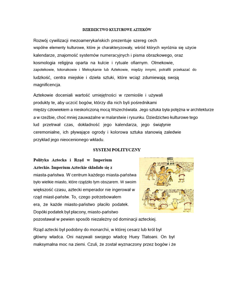 Dziedzictwo Kulturowe Azteków | PDF