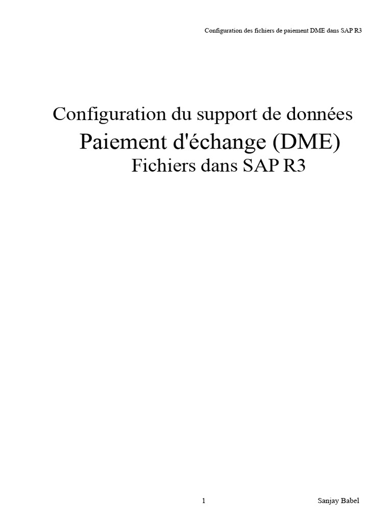 Configuration DME SAP R3 : Guide Pratique | PDF | Banques | Fichier ...