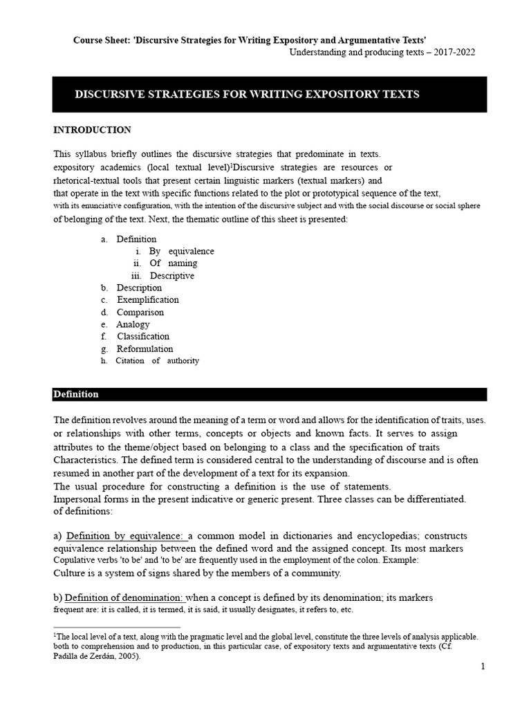 Discursive Strategies for Expository Writing | PDF | Discourse | Analogy