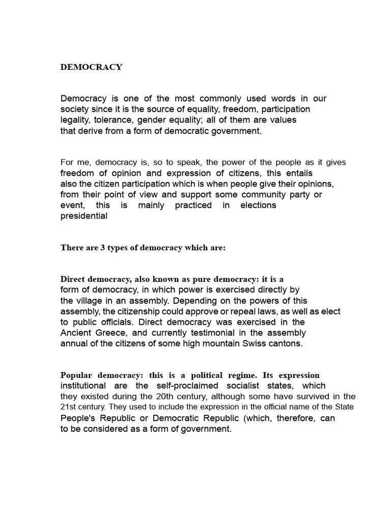 Democracy Speech | PDF | Democracy | Political Ideologies