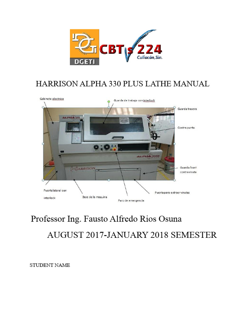 Harrison Alpha 330 Plus Lathe Manual | PDF