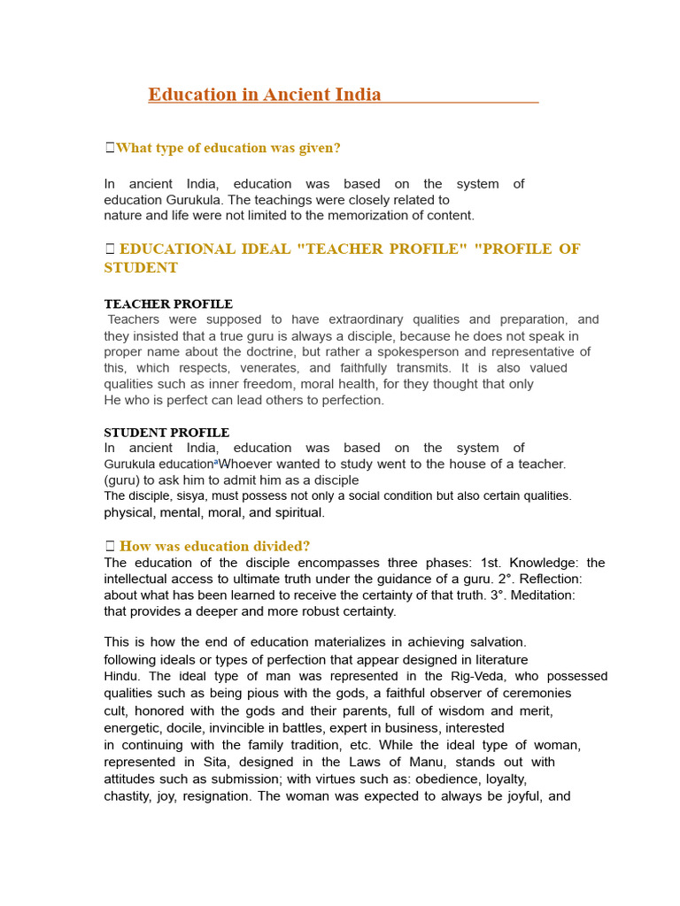 Education System in Ancient India | PDF | Hindu Texts | Guru