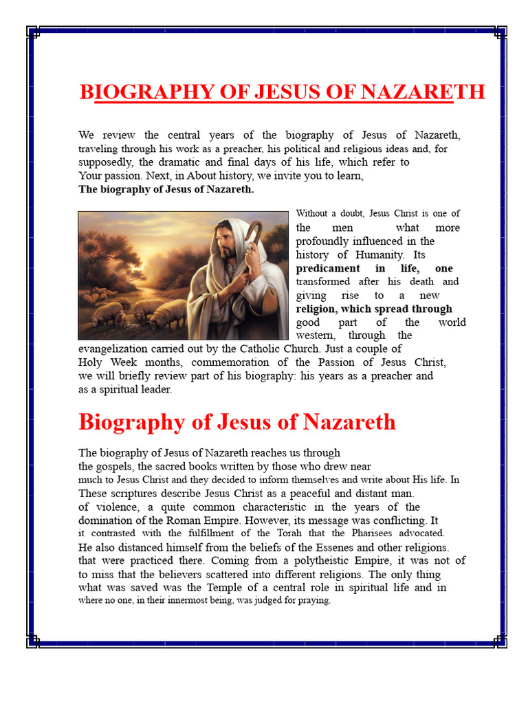 Biography of Jesus of Nazareth | PDF | Jesus | Resurrection Of Jesus