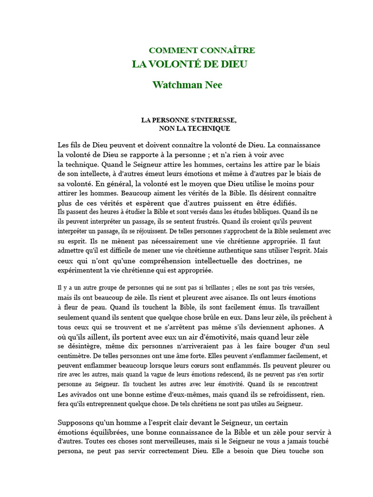 Connaître la volonté de Dieu en soi | PDF | Dieu | Esprit