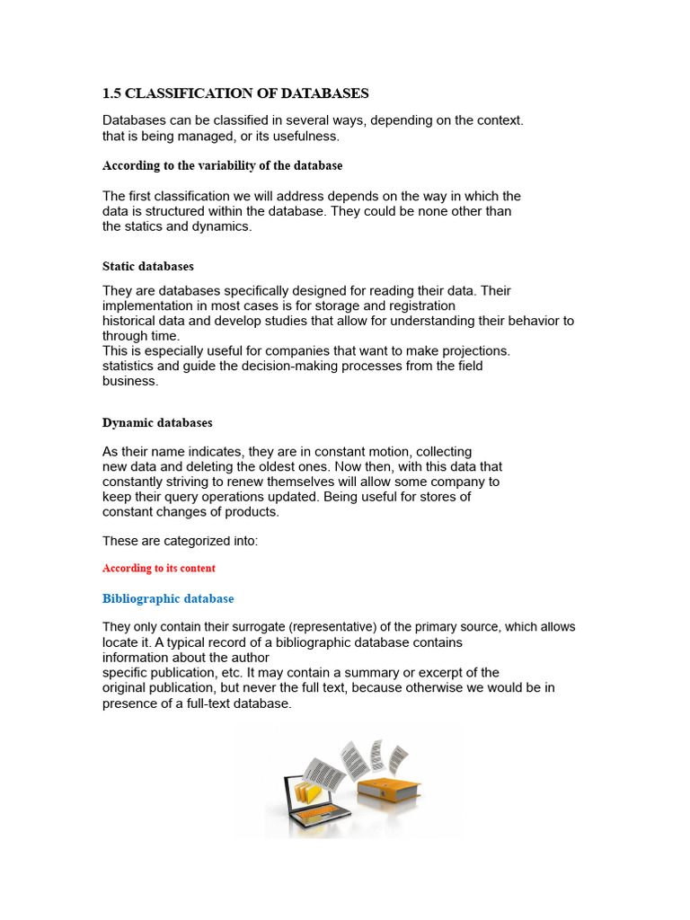Types of Database Classifications | PDF | Databases | Conceptual Model