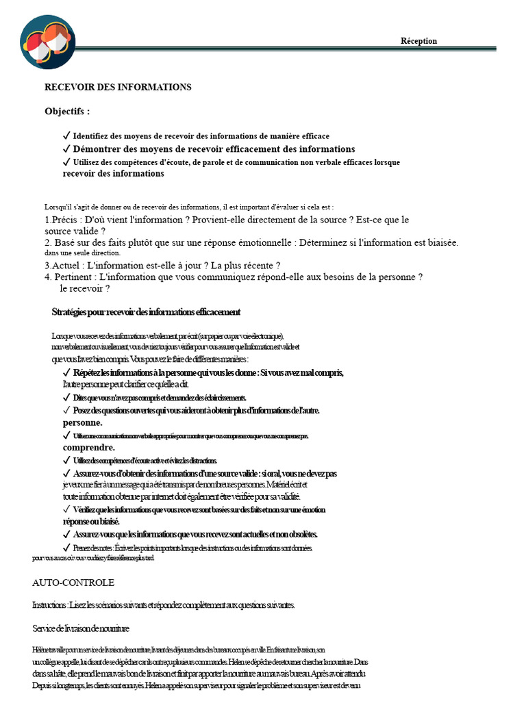 Stratégies pour Recevoir des Informations Efficacement | PDF ...