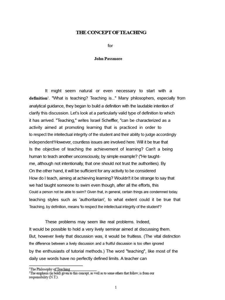 The Concept of Teaching | PDF | Teachers | Knowledge