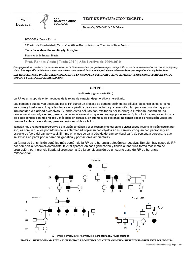 Prueba de Evaluación Escrita de Biología 12AC 4 | PDF | Virus | VIH