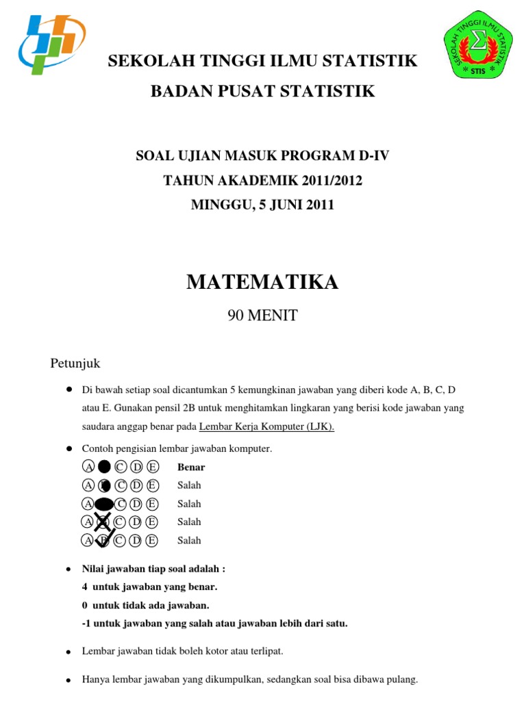 Soal Usm Stis 2011 Matematika