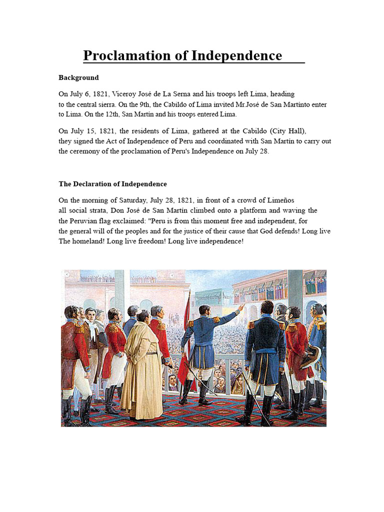 Proclamation of Independence | PDF | National Symbols | Peru