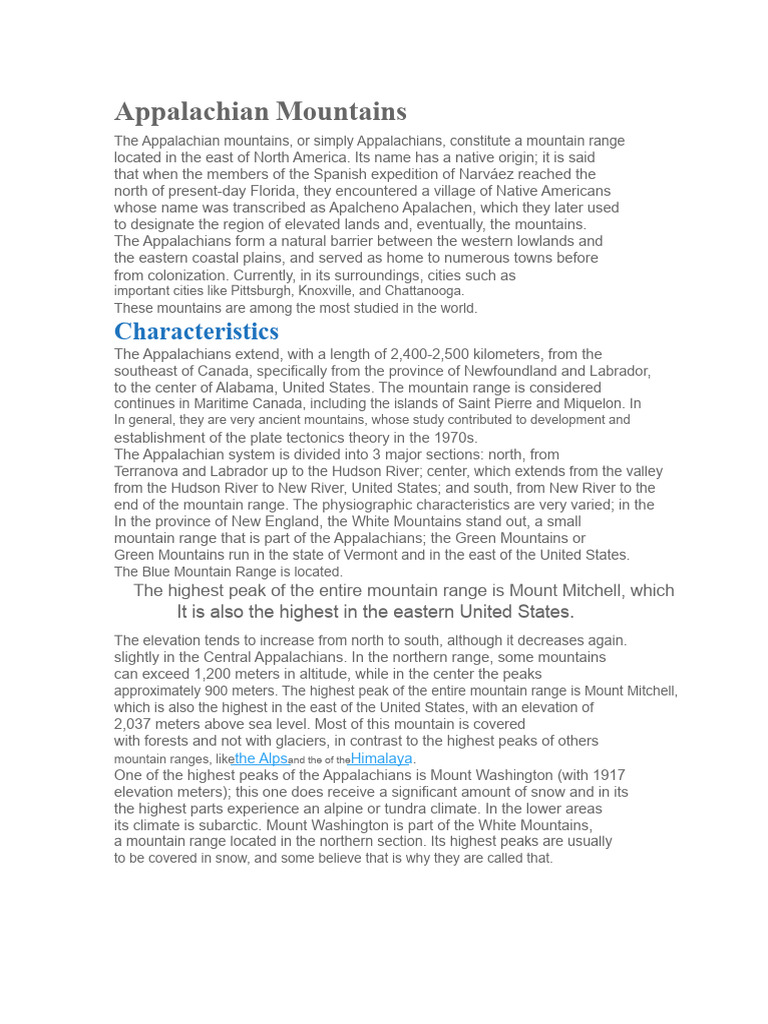 Overview of the Appalachian Mountains | PDF | Appalachian Mountains