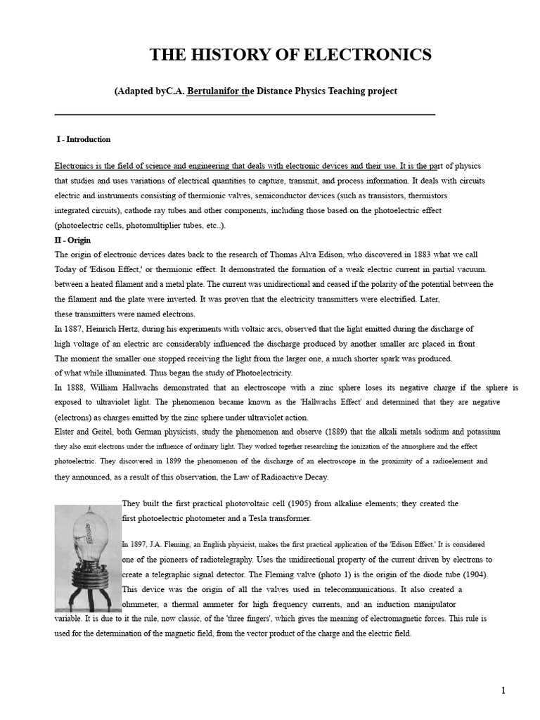 Evolution of Electronics History | PDF | Vacuum Tube | Amplifier