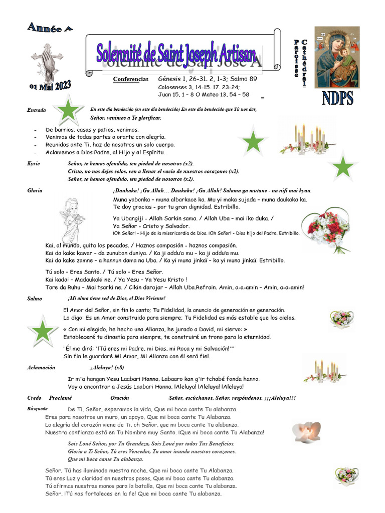 Año A Cantos Solemnidad de San José Trabajador 01 de Mayo de 2023 | PDF ...