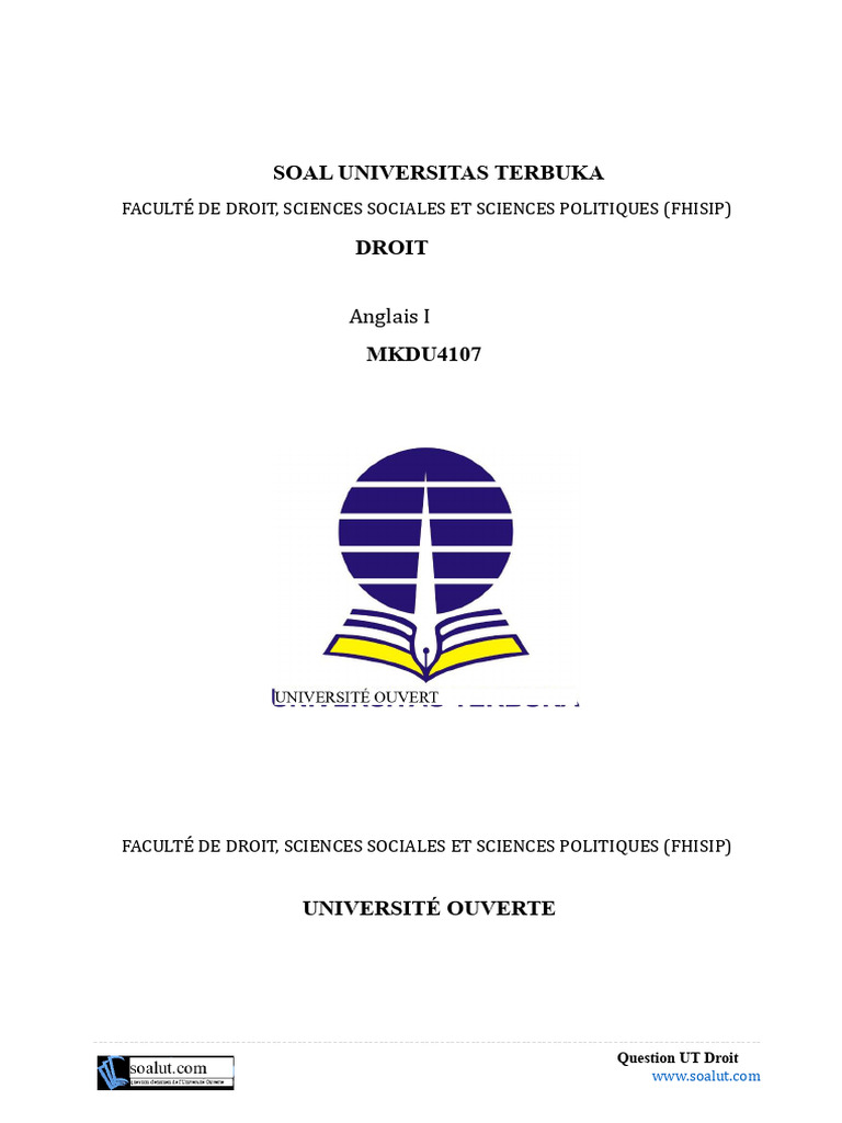 5 - Questions of The UT Exam Law MKDU4107 English I | PDF ...