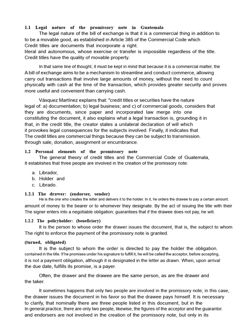Legal Aspects of Promissory Notes in Guatemala | PDF | Negotiable ...