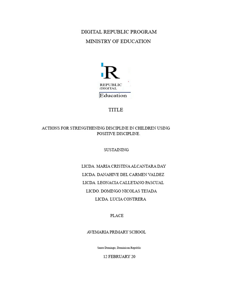 Positive Discipline Project | PDF | Teachers | Disciplines