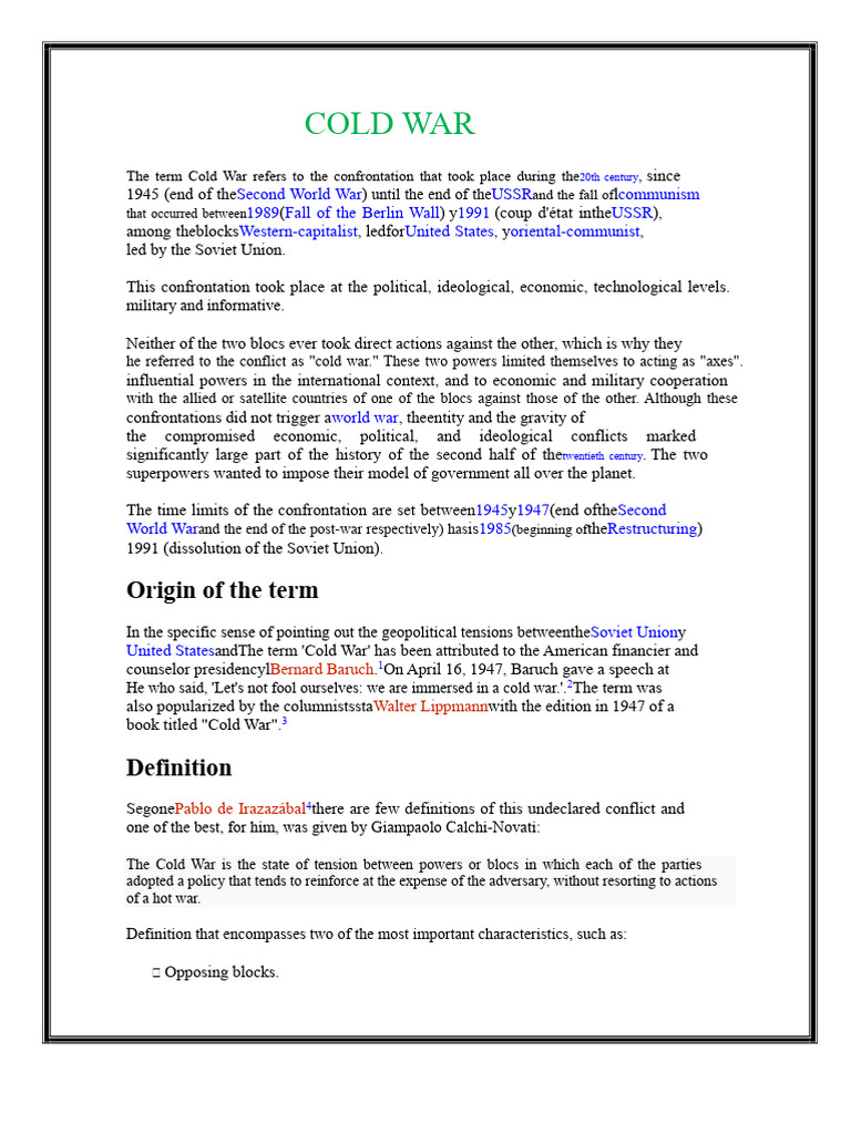 Overview of the Cold War Era | PDF | Cold War | Soviet Union
