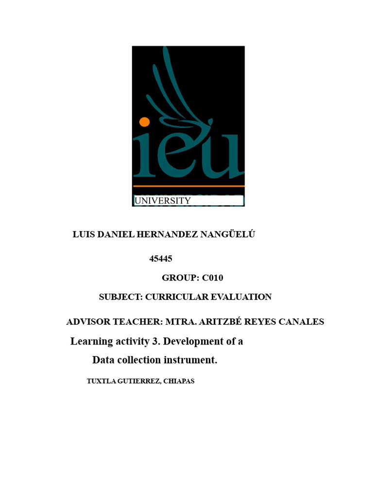 Learning Activity 3. Development of A Data Collection Instrument | PDF ...