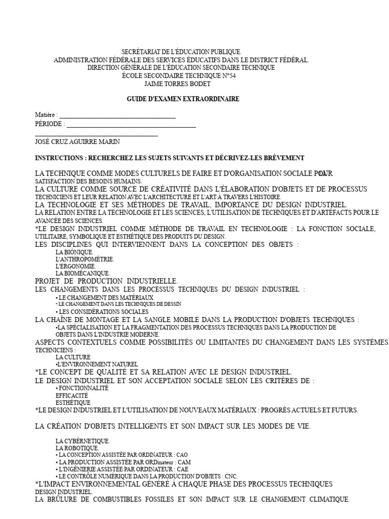 2° Guide Exa. Extra Design Industriel | PDF | Conception ...
