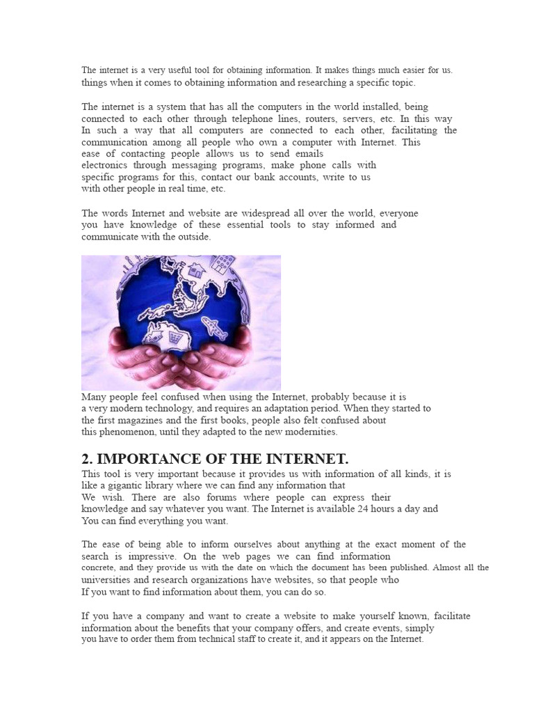 Importance of the Internet Today | PDF | Internet | Websites