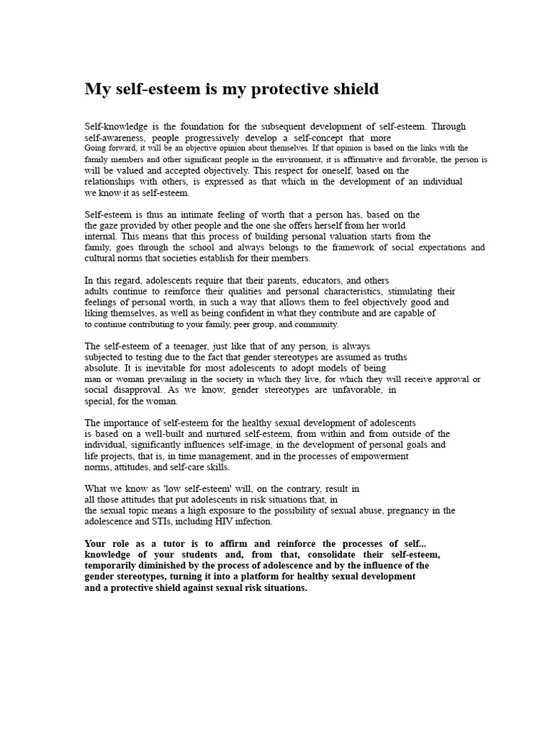 Building Self-Esteem in Adolescents | PDF | Self Esteem | Adolescence