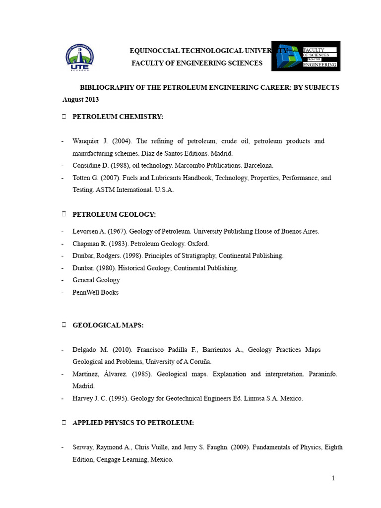 Petroleum Engineering Bibliography Guide | PDF | Petroleum | Petroleum ...