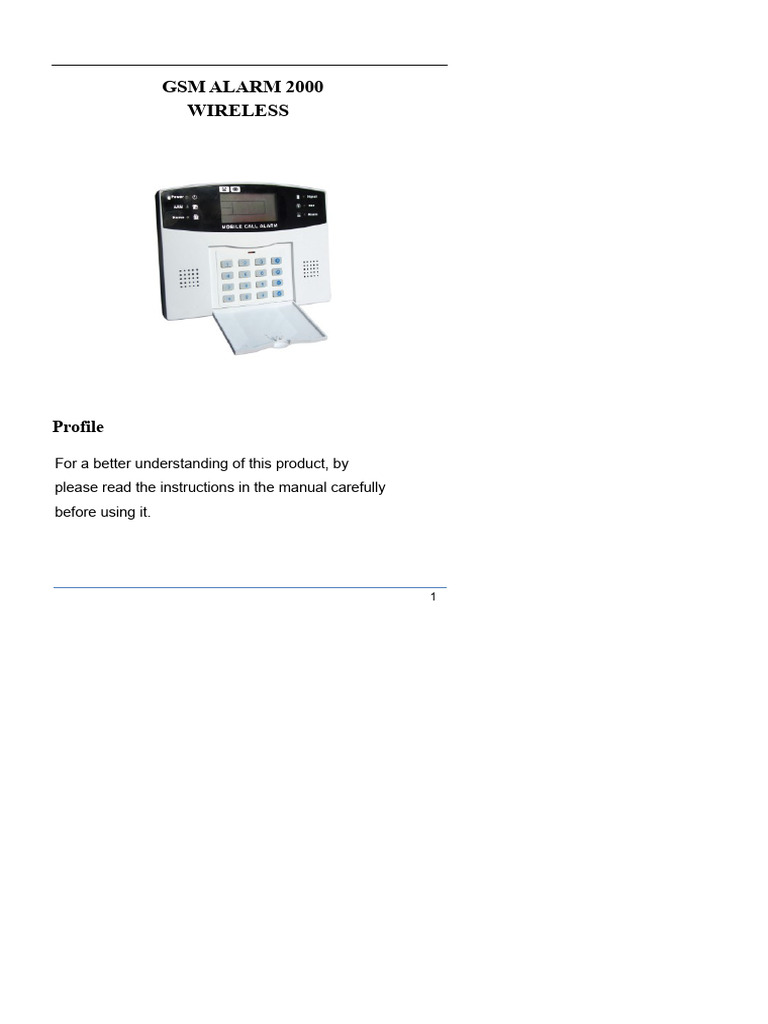 GSM 2000 Alarm System Manual | PDF | Telephone | Computer Keyboard