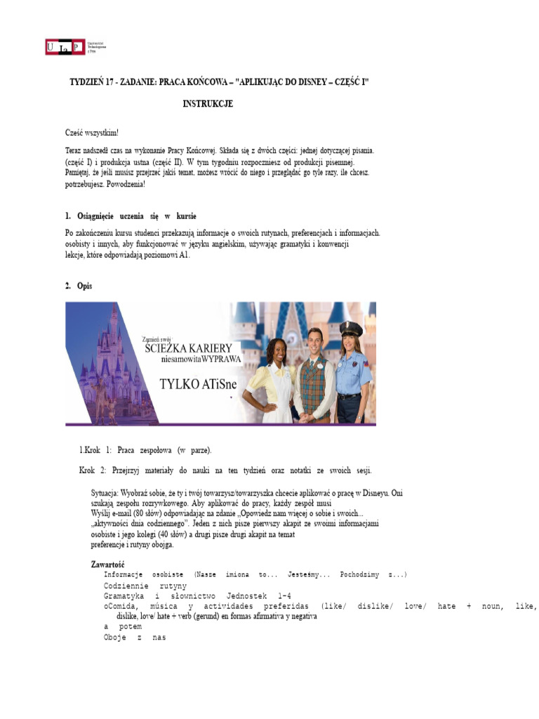 Tydzień 17 - Dokument - PROJEKT - Część 1 | PDF