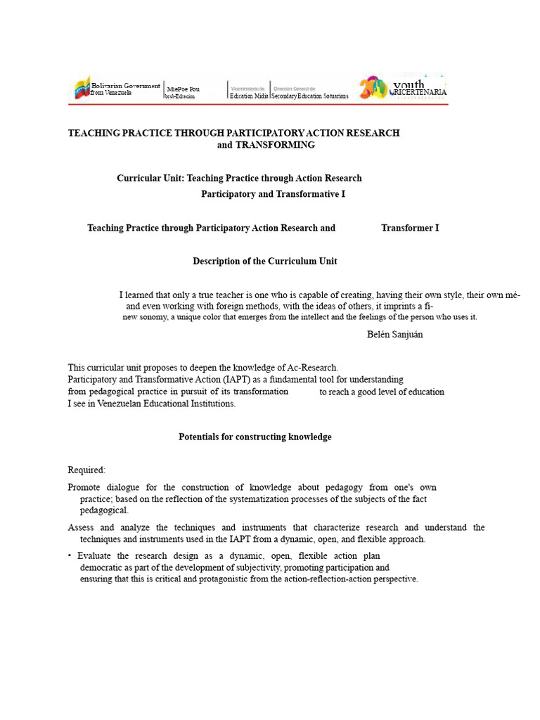 CURRICULAR UNIT PD-IAPT-1 (Corrected and Adapted) | PDF | Pedagogy ...