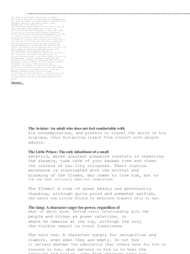 Summary of The Little Prince | PDF | The Little Prince