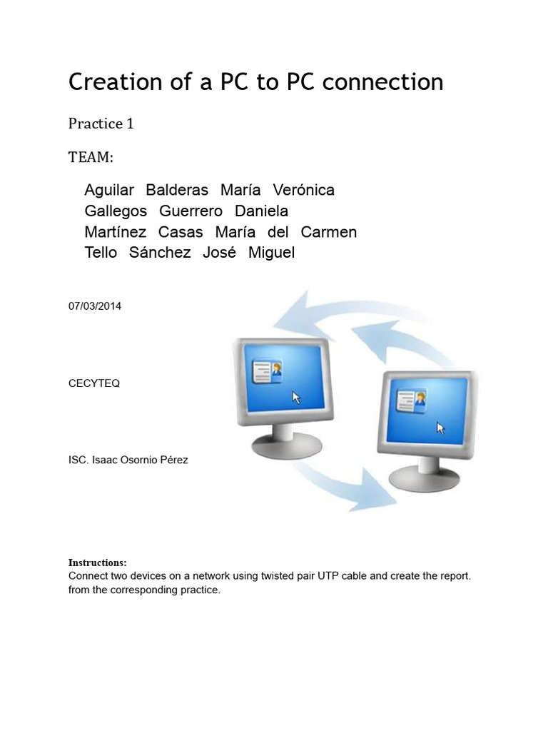 Report On The Practice of Connecting Two Computers To The Same Network ...