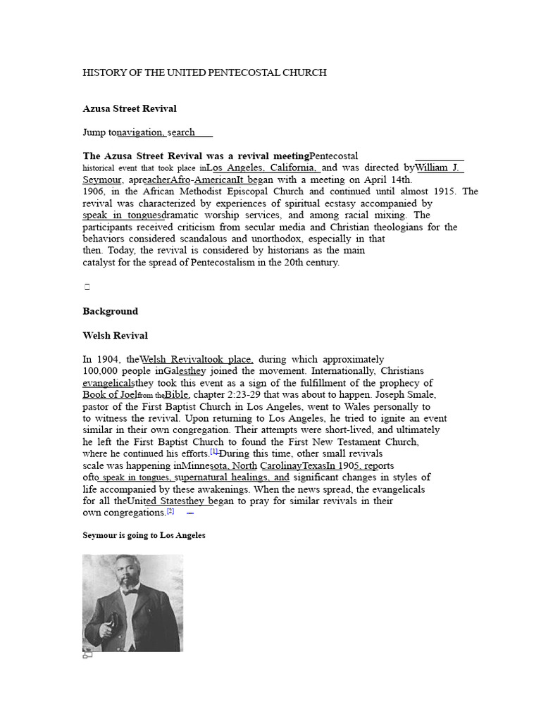 Origins of the Pentecostal Church | PDF | Pentecostalism | Protestant ...