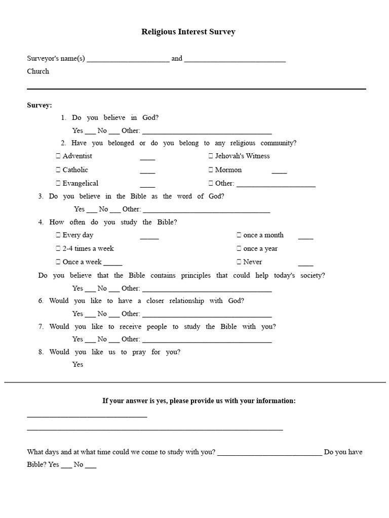 Religious Interest Survey | PDF