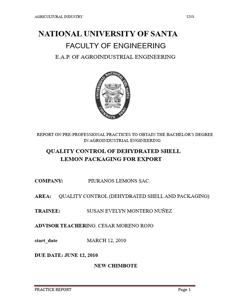 Quality Control of Dried Peel and Packaging of Lemon For Export | PDF ...