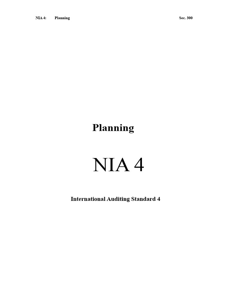 NIA 4: Audit Planning Guidelines | PDF | Audit | Financial Audit