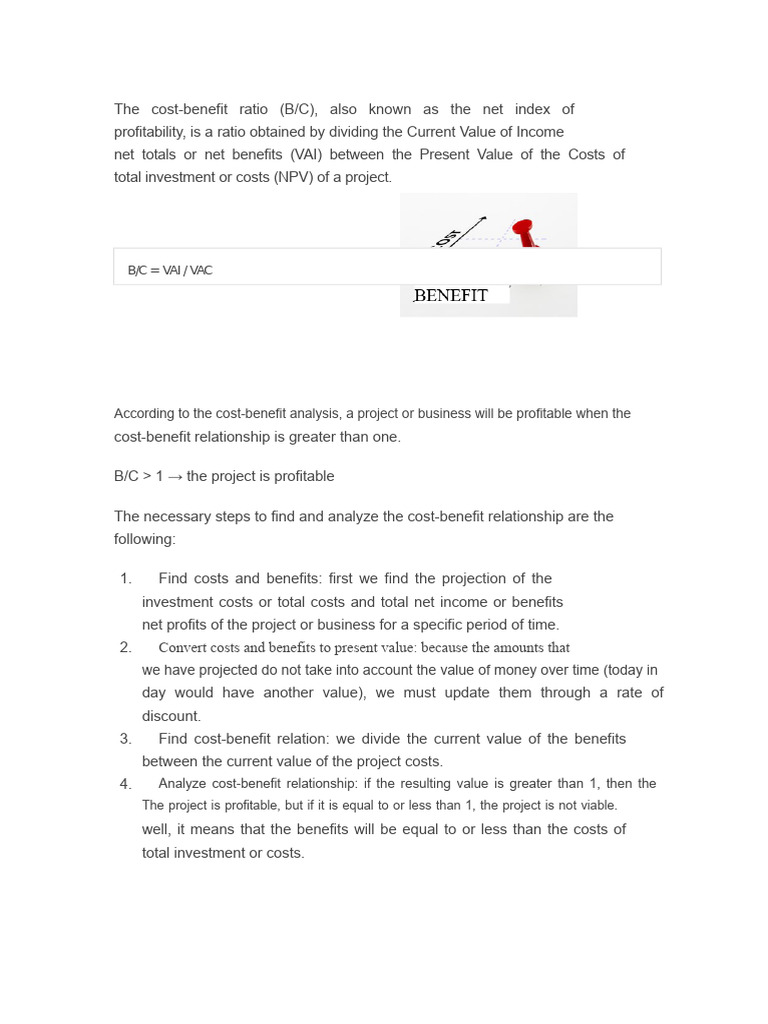 Cost-Benefit Ratio Analysis Guide | PDF | Net Present Value | Cost ...