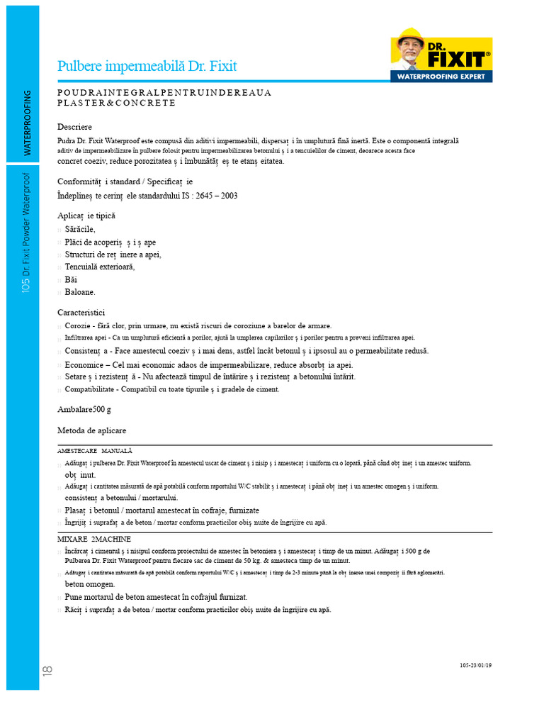 105 DR Fixit Pulbere Impermeabilă | PDF