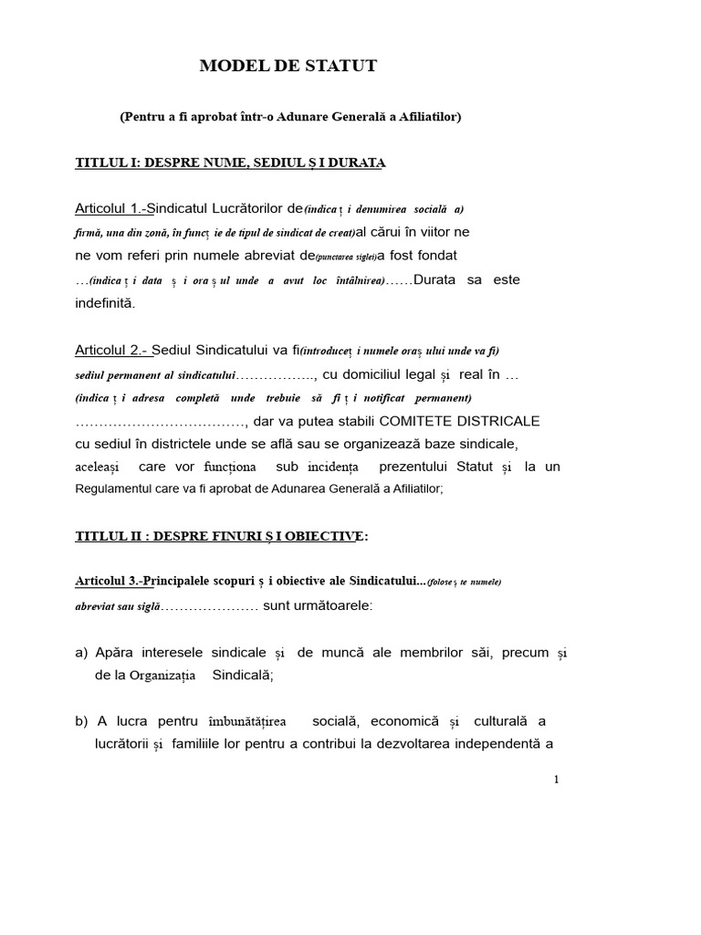 Model de Statut | PDF