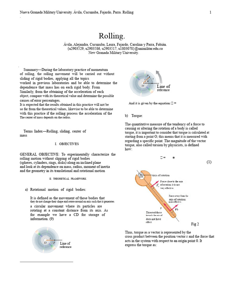 Rolling Motion of Rigid Bodies Analysis | PDF | Rotation Around A Fixed ...