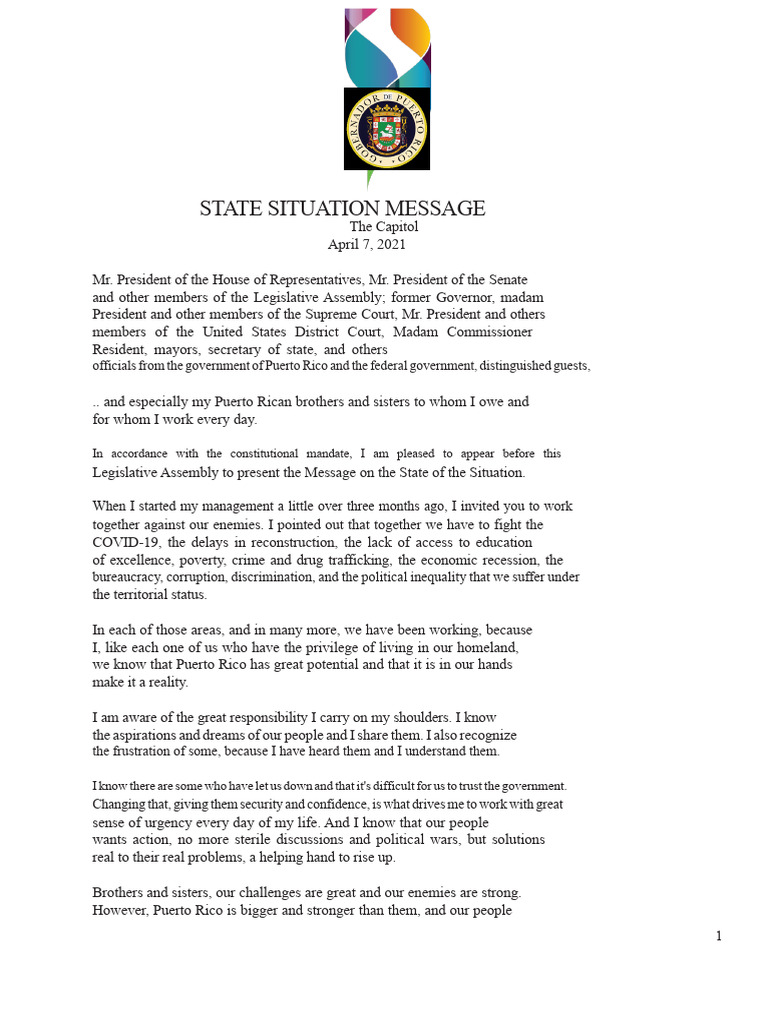 State Message Governor Pedro R Pierluisi | PDF | Expense