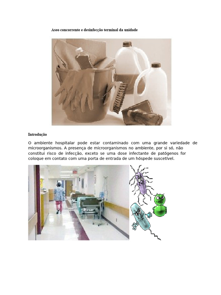 Limpeza Concomitante e Desinfecção Terminal Da Unidade | PDF ...