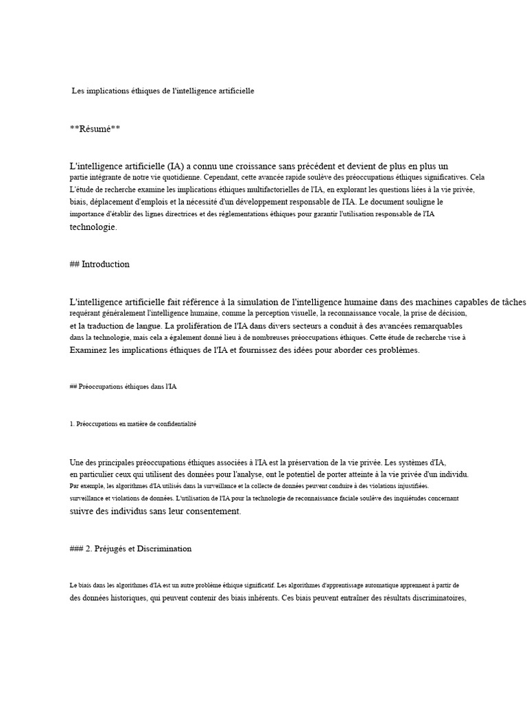 Éthique de l'Intelligence Artificielle | PDF | Intelligence ...