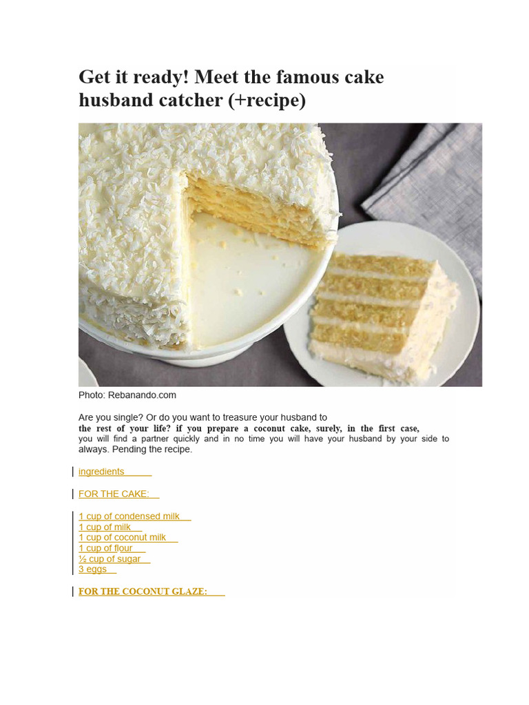Coconut Cake | PDF | Cakes | Foods