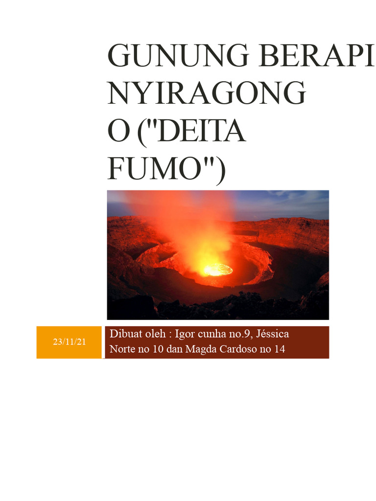 Gunung Berapi Nyiragongo: Aktivitas dan Dampak | PDF