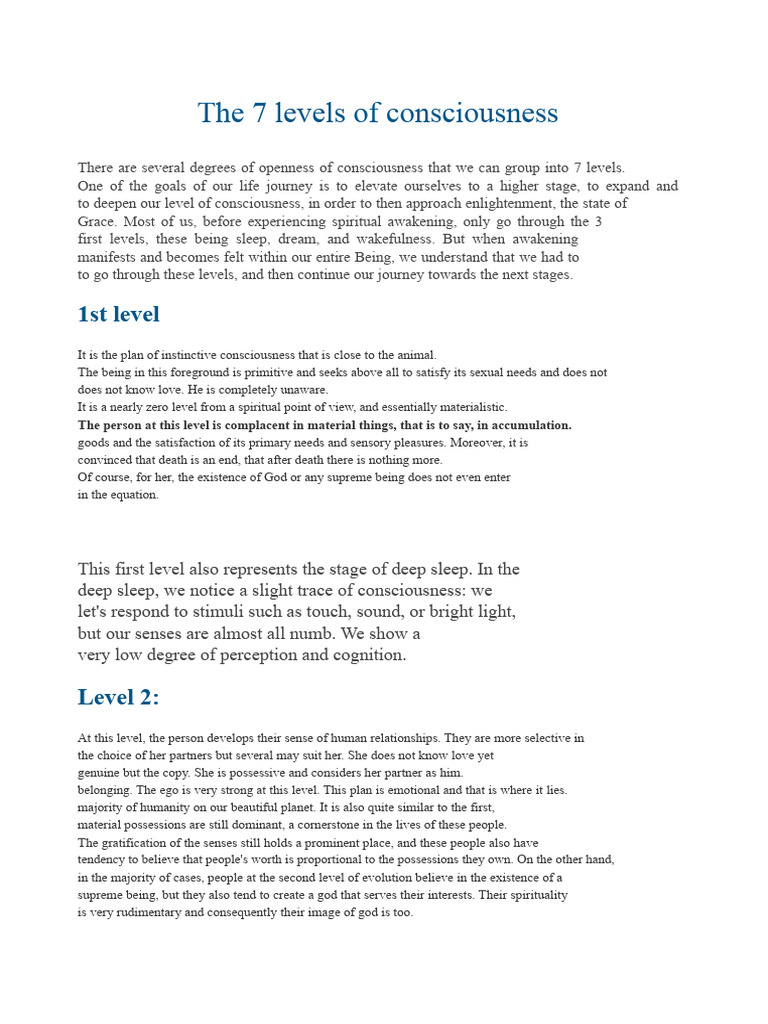 Seven Levels of Consciousness | PDF | Consciousness | Divinity