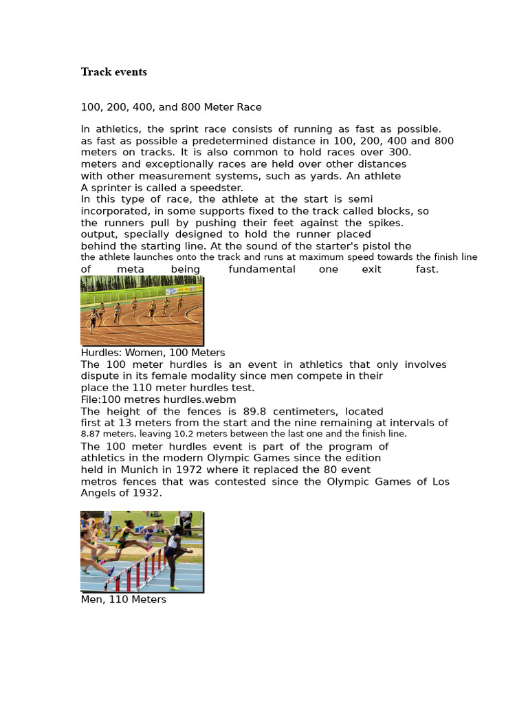 Overview of Track and Field Events | PDF | Track And Field | Sport Of ...