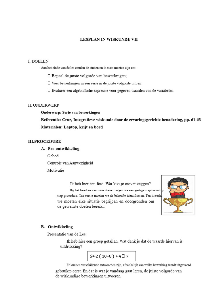 Reeks Van Operaties Lesplan | PDF