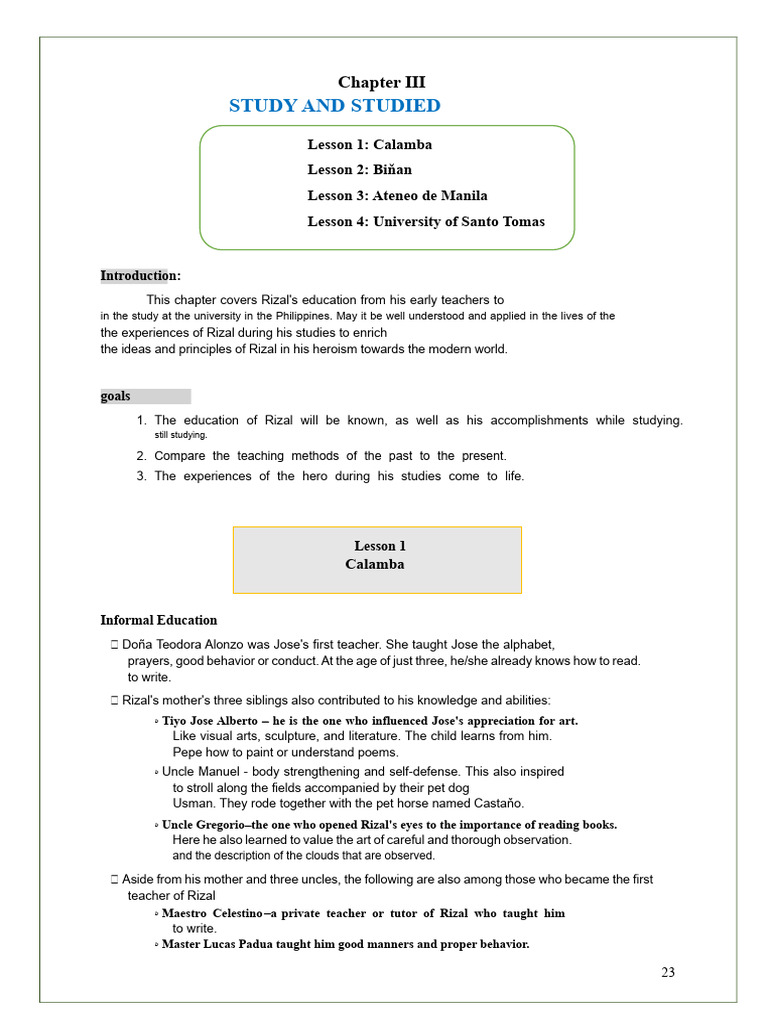 Rizal's Educational Journey in the Philippines | PDF | Manila